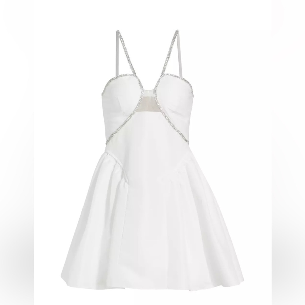 Self Portrait Embellished Taffeta Flared Minidress